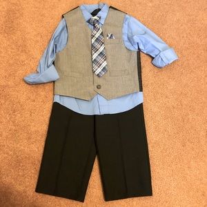 Dockers 4-piece Formal Suit Vest Set Blue/Black Boys Size 6